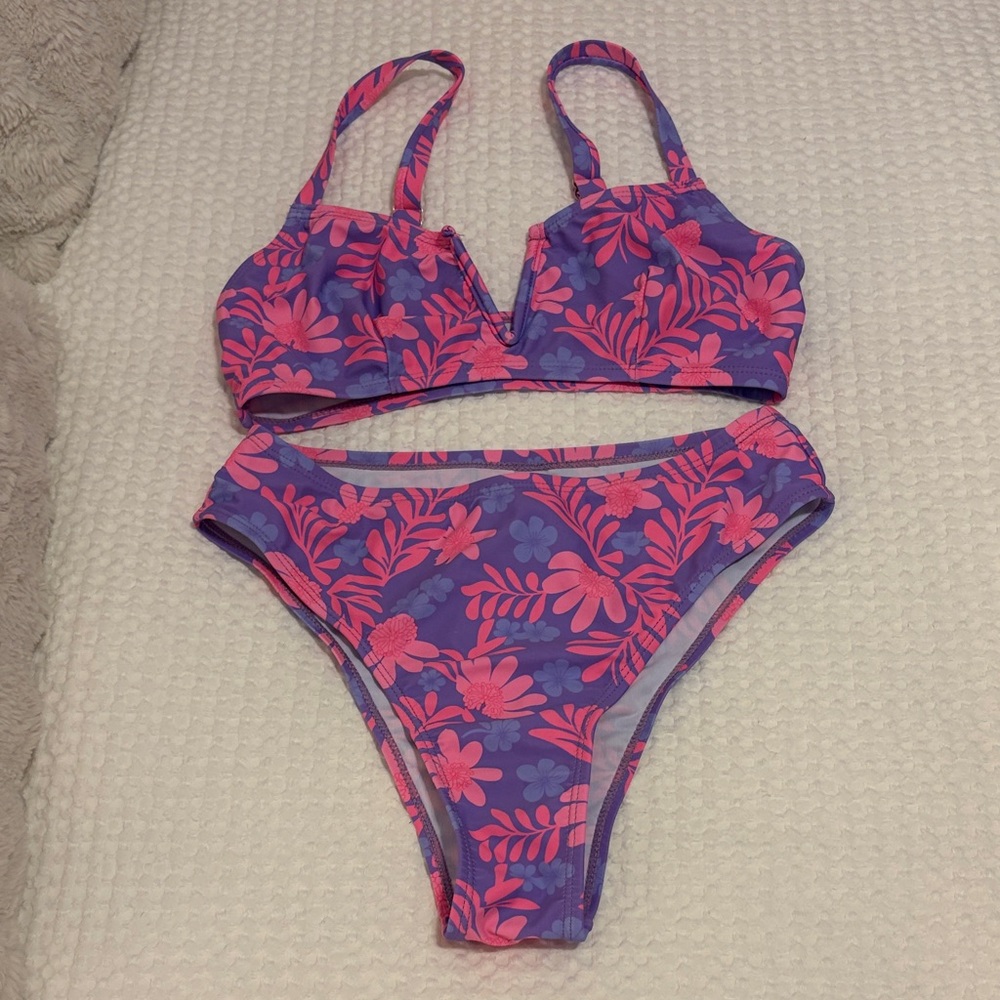 SHEIN Purple and Pink Floral Bikini Set